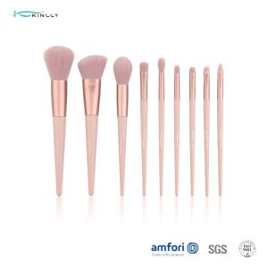 Cheap Poly Bag Light Pink 9pcs Travel Makeup Brush Set wholesale