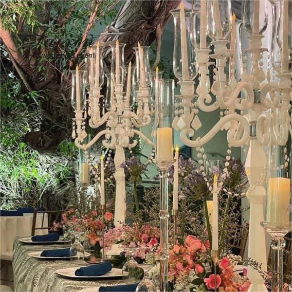 Blue Crystal Candelabra 9 Arm Crystal Chandelier Candlesticks Table Decoration