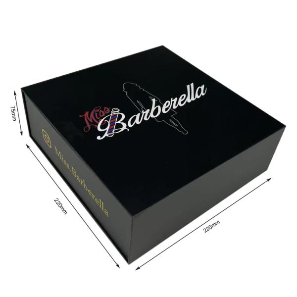 Custom Black Gift Packaging Magnetic Box with Silk and Gold Foil Printing