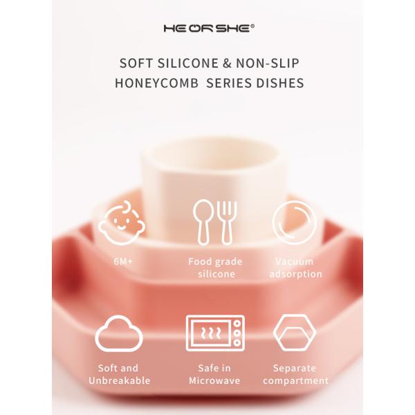 LFGB Certification Portable Tasteless Silicone Suction Baby Plate