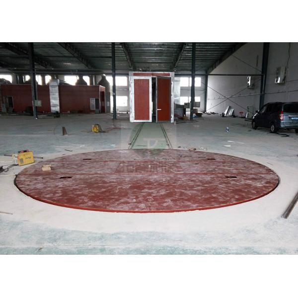 Painting booth using electric rail transfer turntable mounted on transfer car