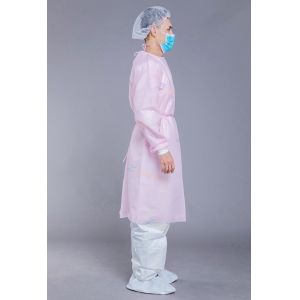 SMS Surgical 35GSM PP PE Pink Disposable Isolation Gown