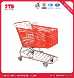 China 180L Plastic Trolley Basket ISO9001 Grocery Shopping Cart With Wheels on sale