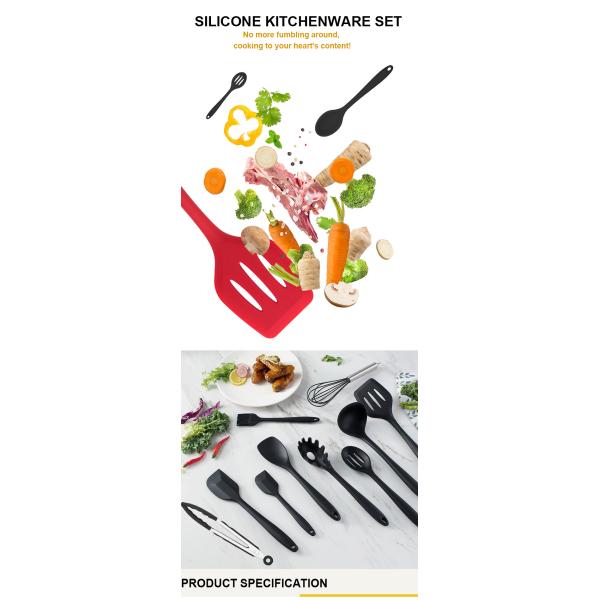 Lightweight Fadeless 10 Piece Silicone Kitchen Utensil Set