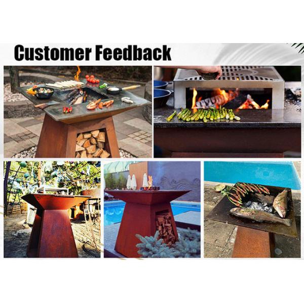 3mm Thick Movable Corten Steel Barbecue Fire Pit Customized Size