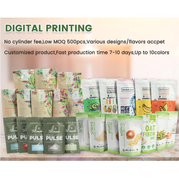 Custom Printed Smell Proof Stand Up Pouch Digital Printing Bags Laminated Mylar Plastic Bags For Food