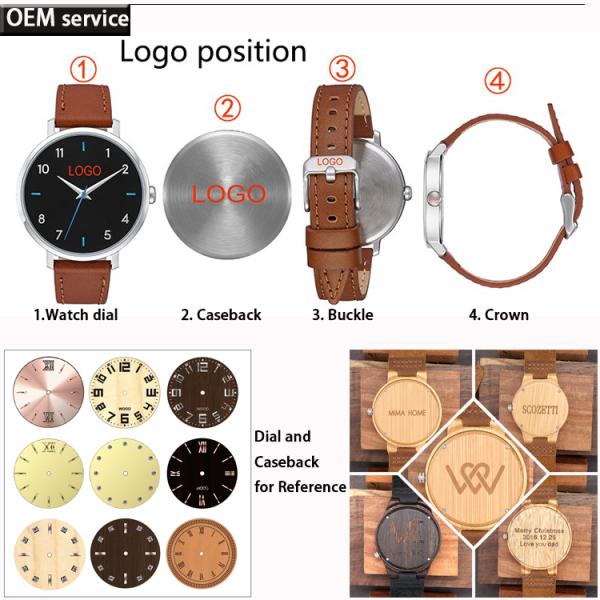 Sandal Wood Minimalist Leather Watch , Mens Leather Strap Watches