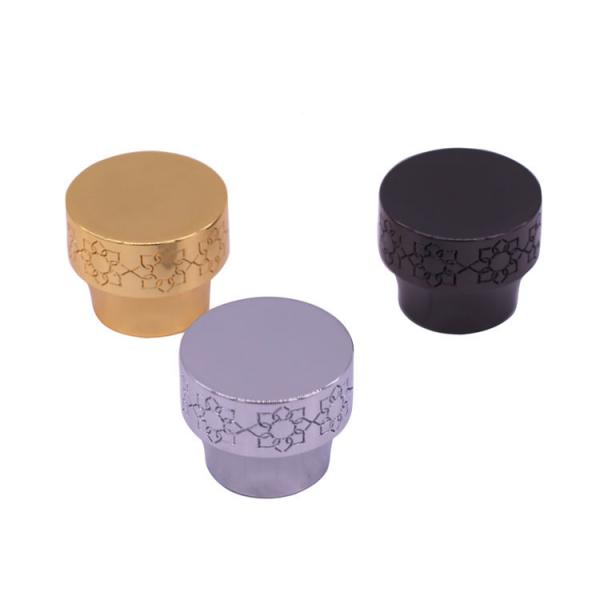 Quality 34mm High End Carved Pattern Zamac Perfume Cap For Empty Perfume Bottles for sale