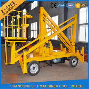 13m CE Crank Arm Trailer Mounted Boom Hire for Aerial Work Platform 200kg Loading Capacity
