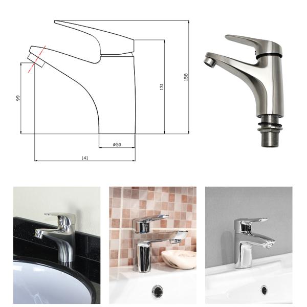 Ceramic Cartridge Stainless Steel Faucet For Bathroom Sink
