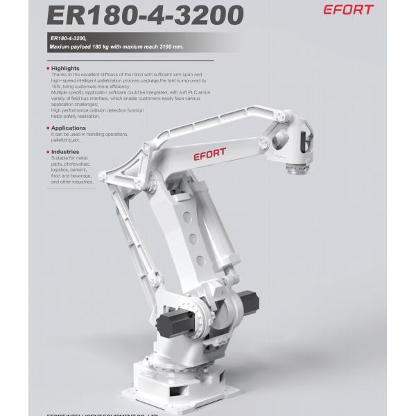 General industrial robots with intelligent palletization process package for food and beverage industy ER180-4-3200