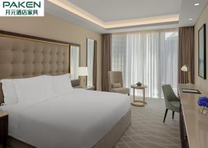 Cheap Economic Hotel Furniture Bedroom Sets Qatar / Arabic Light Luxury Furnitures Walnut + Golden SS wholesale