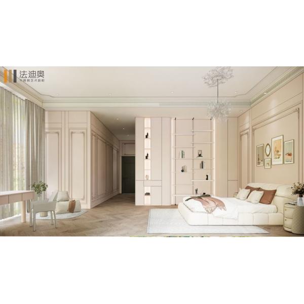 Arched Stainless Steel Bedroom Wardrobe with Integrated Desk