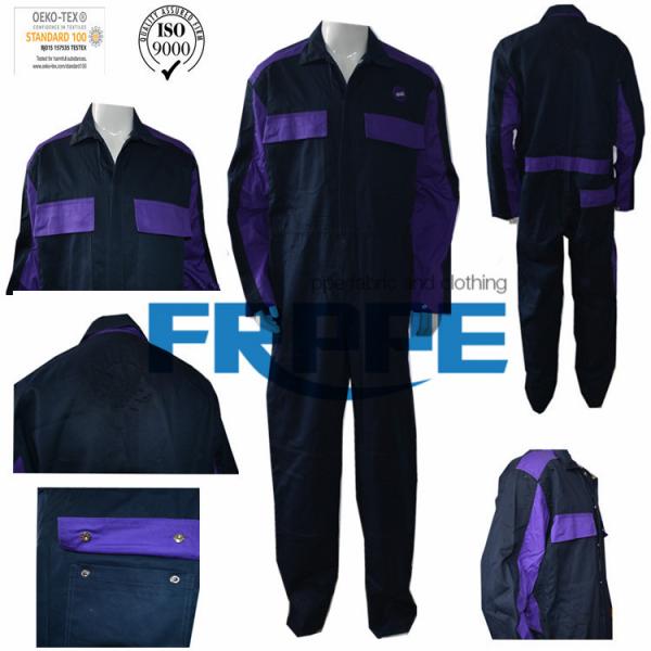 Cotton/Nylon Two Tone Blue Purple Fr Coveralls 220gsm For Oil Gas Industry