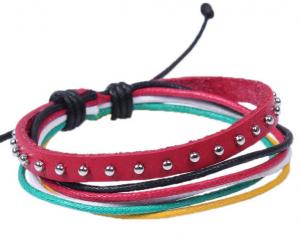 Cheap Rivet small fresh leather bracelet leather bracelet wax rope bracelet multilayer mixed wholesale
