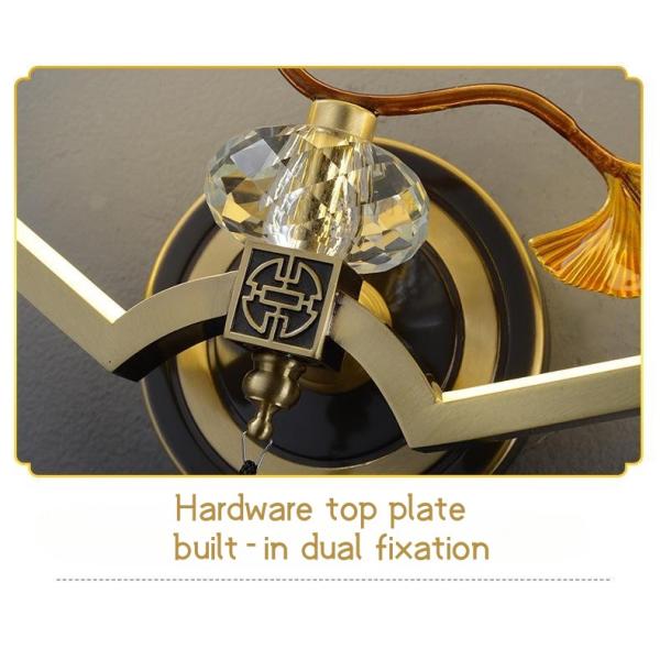 New Chinese Style Copper Enamel Color Fan Leaf Wall Lamp Corridor Wall Lamp