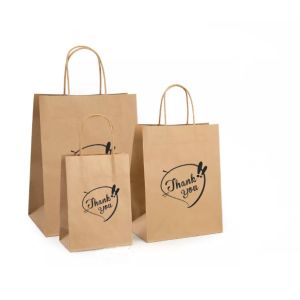 Cheap Varnishing Kraft Paper Handbag Recycled Brown Kraft Paper Bag SGS wholesale