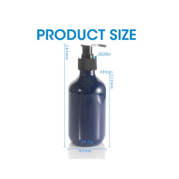 Customized Blue 62mm 10.14oz Boston Shampoo Pump Bottles