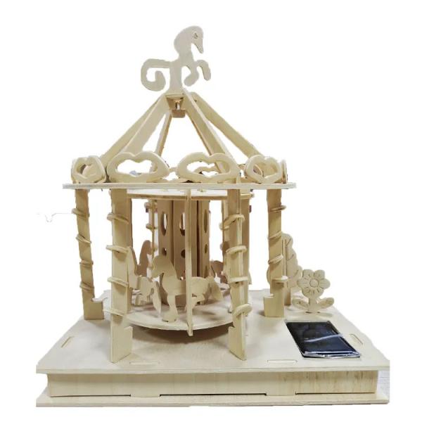 Children Diy Solar Toy Educational Solar Power Wooden Puzzle With Solar Panel