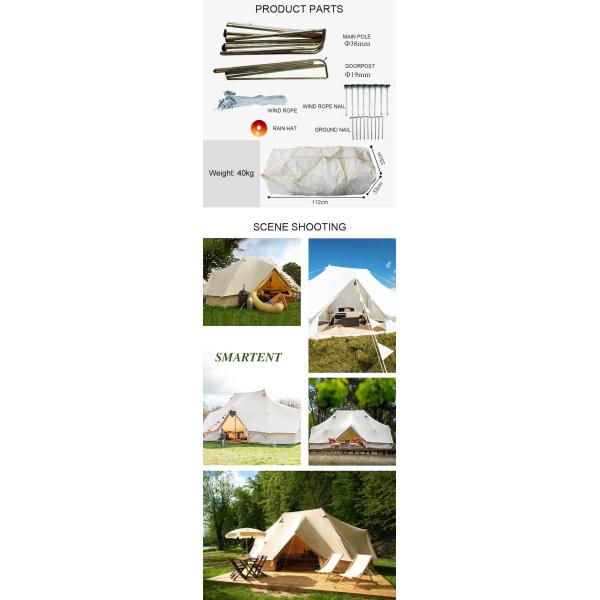 400X600X300CM Beige Cotton Canvas Outdoor Camping Tents Emperor Bell Tent Single Layer