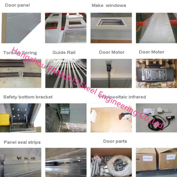 Full Vertical Lift Door Motorized Industrial Garage Doors With Transparent Windows And Pedestrian Access