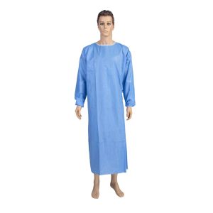 China Reinforced 35gsm Sms Isolation Gown Blue Knit Cuffs Operation Coat on sale