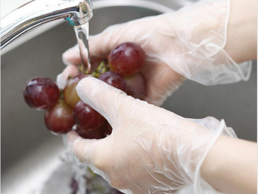 Non Sterile Disposable Vinyl Gloves Blue / Clear Color 4.0 - 5.5g Weight