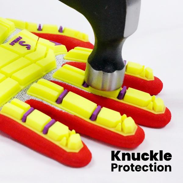 13 Gauge Red Sandy Nitrile Polyester Gloves Anti Slip TPR Impact Protection Gloves