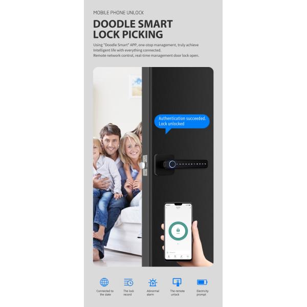 Black Fingerprint Keypad Door Lock Zinc Alloy For Office / Room