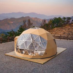 Cheap Luxury Large Glamping Tent Outdoor Geodesic Dome Tent Event Dome Outdoor With Shower Toilet, Canopy Gazebos Screen wholesale