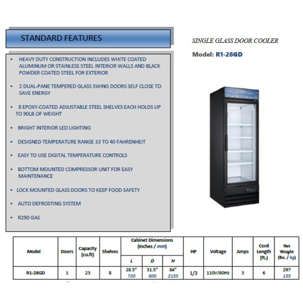 Beverage Glass Door Merchandisers 23 Cu.Ft R290 GAS Drink Chiller