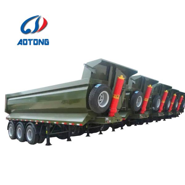 50 tons 3 axle self discharge tipping truck trailers with and HAVY hydraulic cylinder