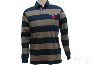 China Colorful Mens Long Sleeve Striped Polo Shirts , 2 Piece Collar Mens Knitted Polo Tops on sale