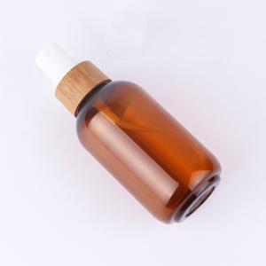 Cheap 15ml 30ml 50ml dark brown plastic pet bamboo pump mist spray airless pump bottle sterilize alcohol wholesale