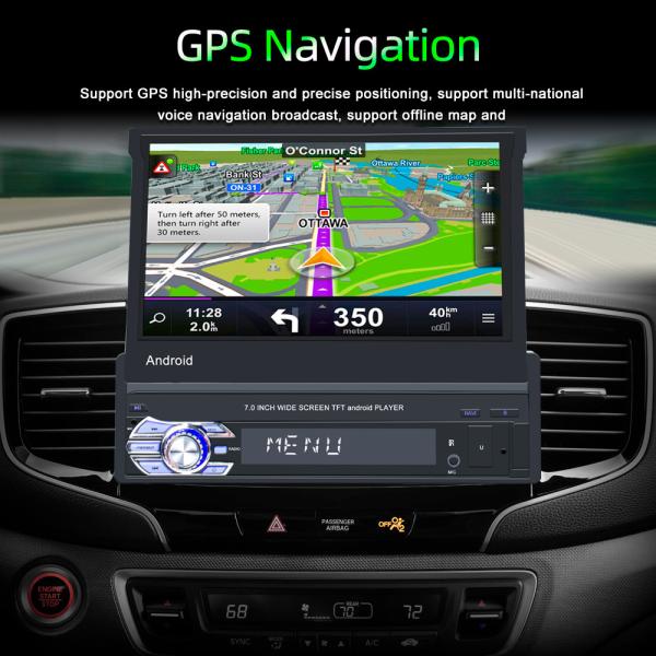 1 Din Retractable Screen Car Stereo 7 Inch Touch Screen Car Radio 11 Usb Mp5 Player