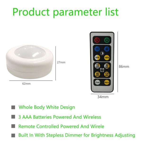 16 Colors 3 Modes 62MM RGB LED Puck Lights Wireless Under Counter Lighting With Remote