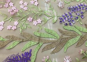 Cheap Soft Embroidered Tulle Coloured Lace Fabric , Women Dresses Lace Clothing Fabric wholesale