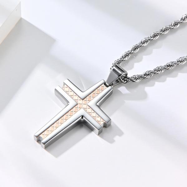 Special Design Cross Pendant Necklace for Men's Stainless Steel Christian Jewelry