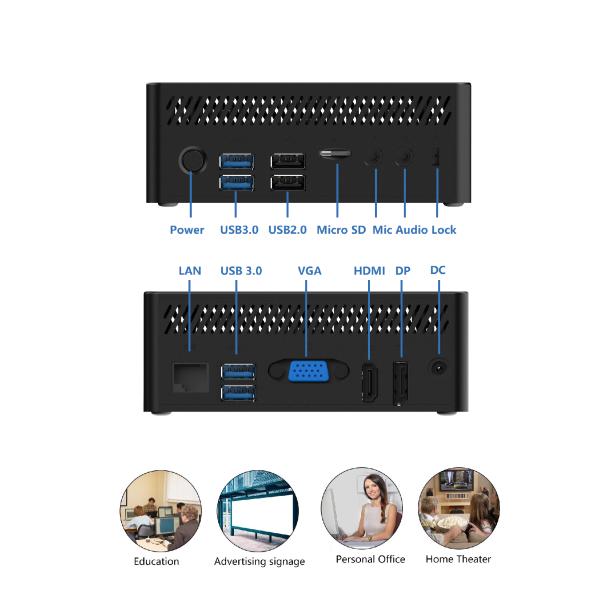 512GB SSD Fanless Mini PC Intel Jasper Lake N5105 CPU 32GB RAM VGA DP
