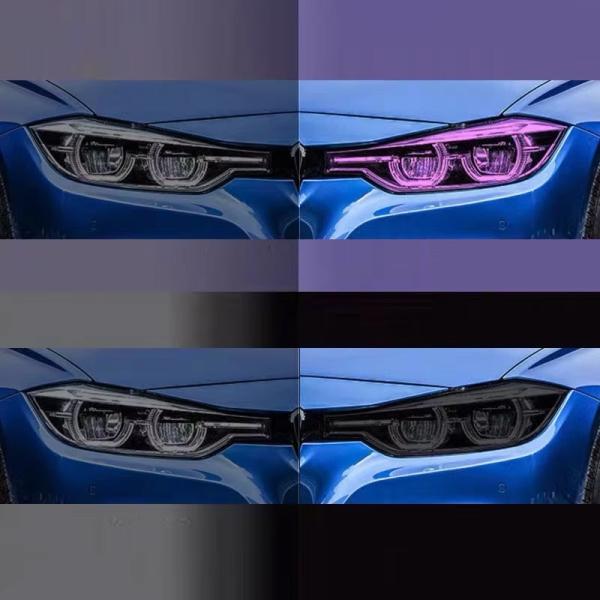 Color Change White To Purple Car Headlight Film TPU 6.5mil Photochromic