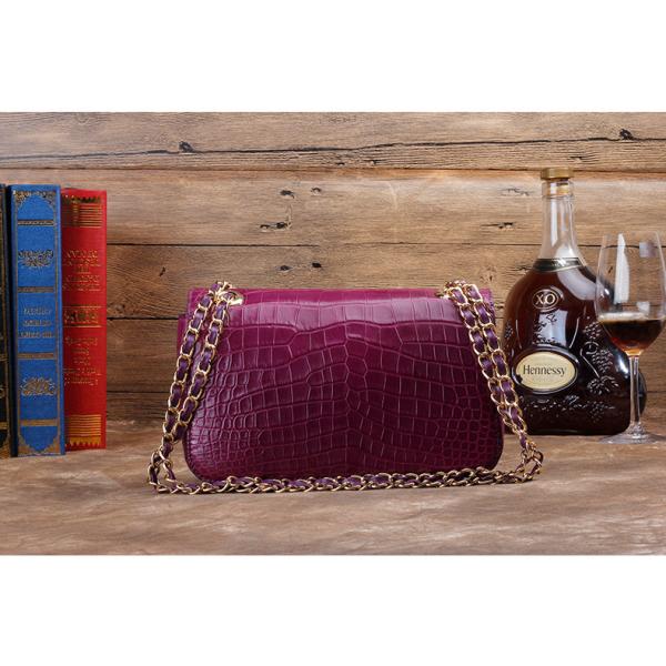 Luxury Genuine Crocodile Belly Skin Gold Hardware Lady Evening Flap Purse Alligator Leather Women Single Shoulder Bag