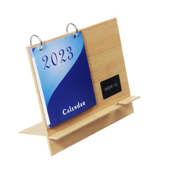 Printing Custom 365 Day Calendar , Wooden Desk Calendar With Wireless Charger