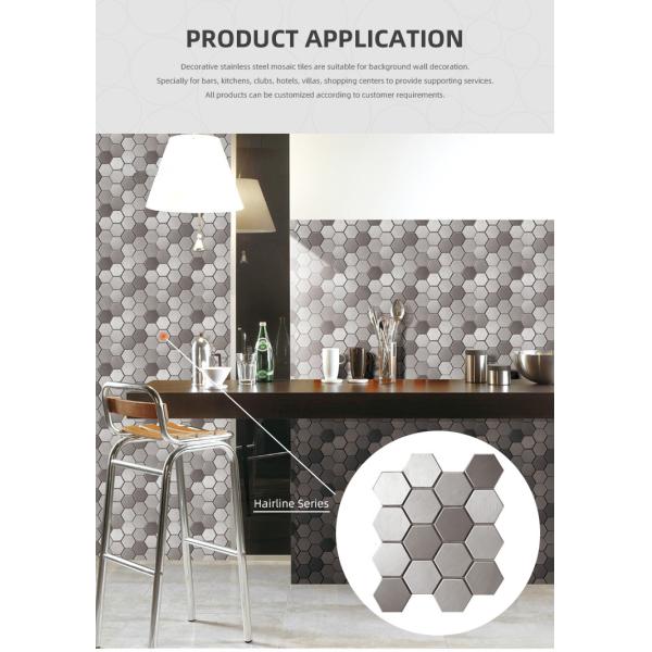 PVD Sliver Color Hairline Finish Big Small Round Splicing Decorative Stainelss Steel Trim Metal Mosaic Tile