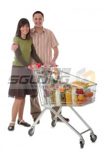 Cheap Metal Supermarket Shopping Trolley , Grocery Shopping Trolleys Zinc Plated Surface wholesale