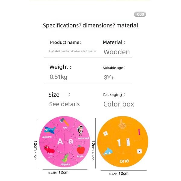 Children's Letters Animal Paper Double-sided Puzzle Early Education Puzzle Toys