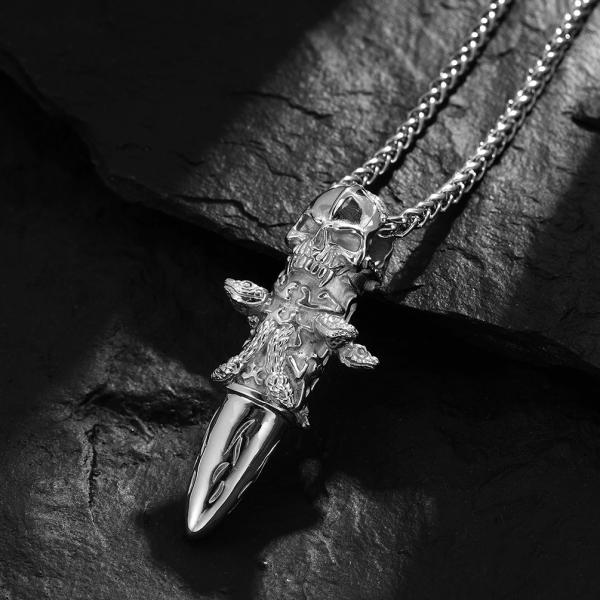 Skull Shape Stainless Steel and Gold Pendants Necklaces for Men Jewelry