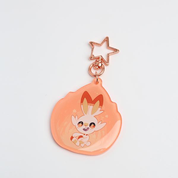 Custom Clear Printed Double Glitter Epoxy Resin Acrylic Charms Keychain for Gift with Star Clasp