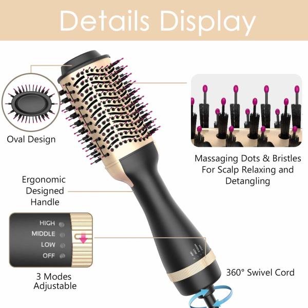 5 In 1 Hot Hair Brush Dryer , Electric Straightener Comb Multifunctional