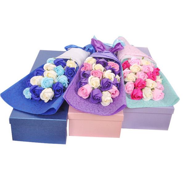 Elegant Rectangle Flower Gift Box Printed With Ribbon Decoration Recyclable