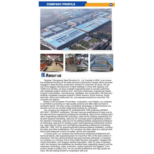 Customizable Prefab Steel Workshop Sandwich Panel Structural Steel Warehouse